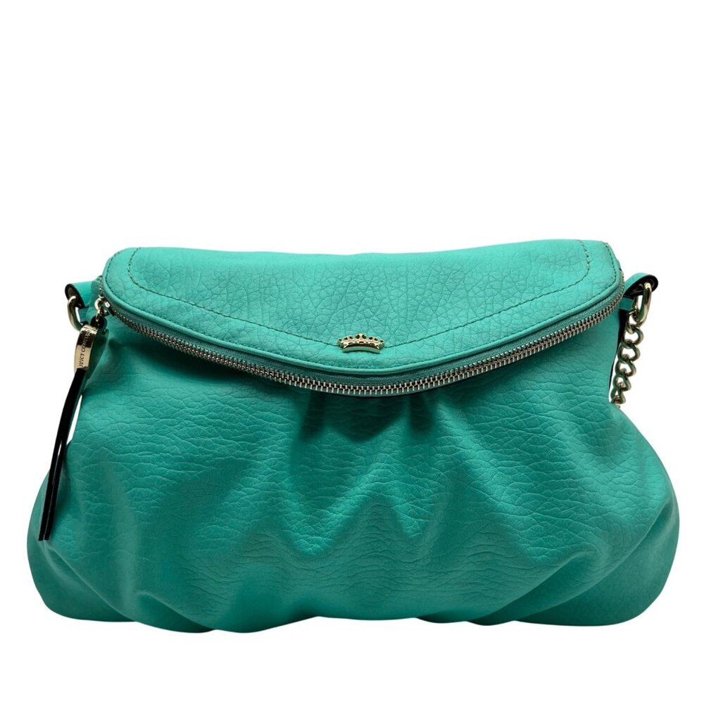 Juicy Couture Teal Leather Traveler Flap Crossbody Bag